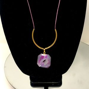 “Sam” Rose Quartz Druzy Jasper Agate Pendant Necklace